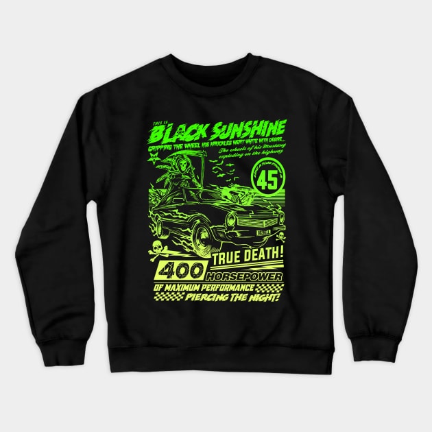 "BLACK SUNSHINE" GREEN LIME Crewneck Sweatshirt by joeyjamesartworx